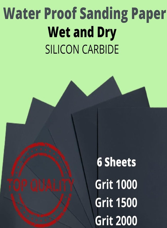 Color Zebra Wet or Dry Waterproof Sandpaper - Grits 1000/1500/2000 | Pack of 6 Sheets (2 Pcs Each Grit) | Latex Silicon Carbide Sanding Paper | 23cm x 28cm - Image 2